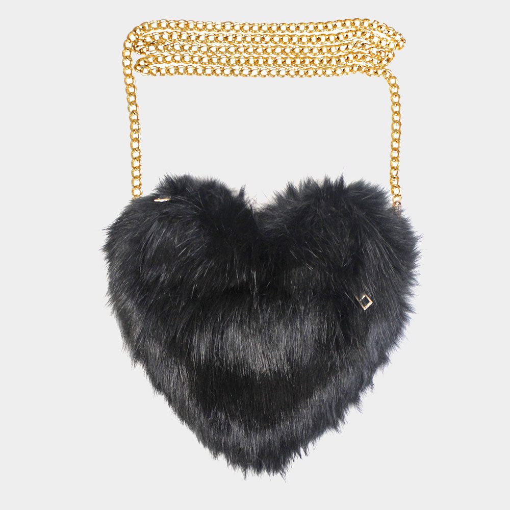 That girl got heart furry crossbody bag