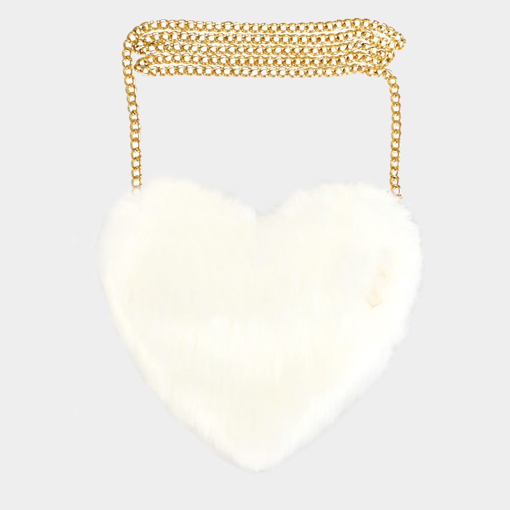 That girl got heart furry crossbody bag