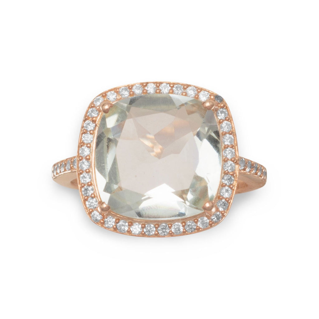14K Rose Gold Dipped Prasiolite Ring