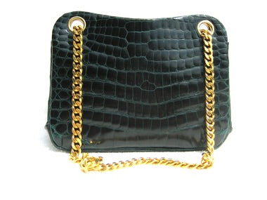 Vintage TNY Gilded & Green Alligator Bag #Circa1980