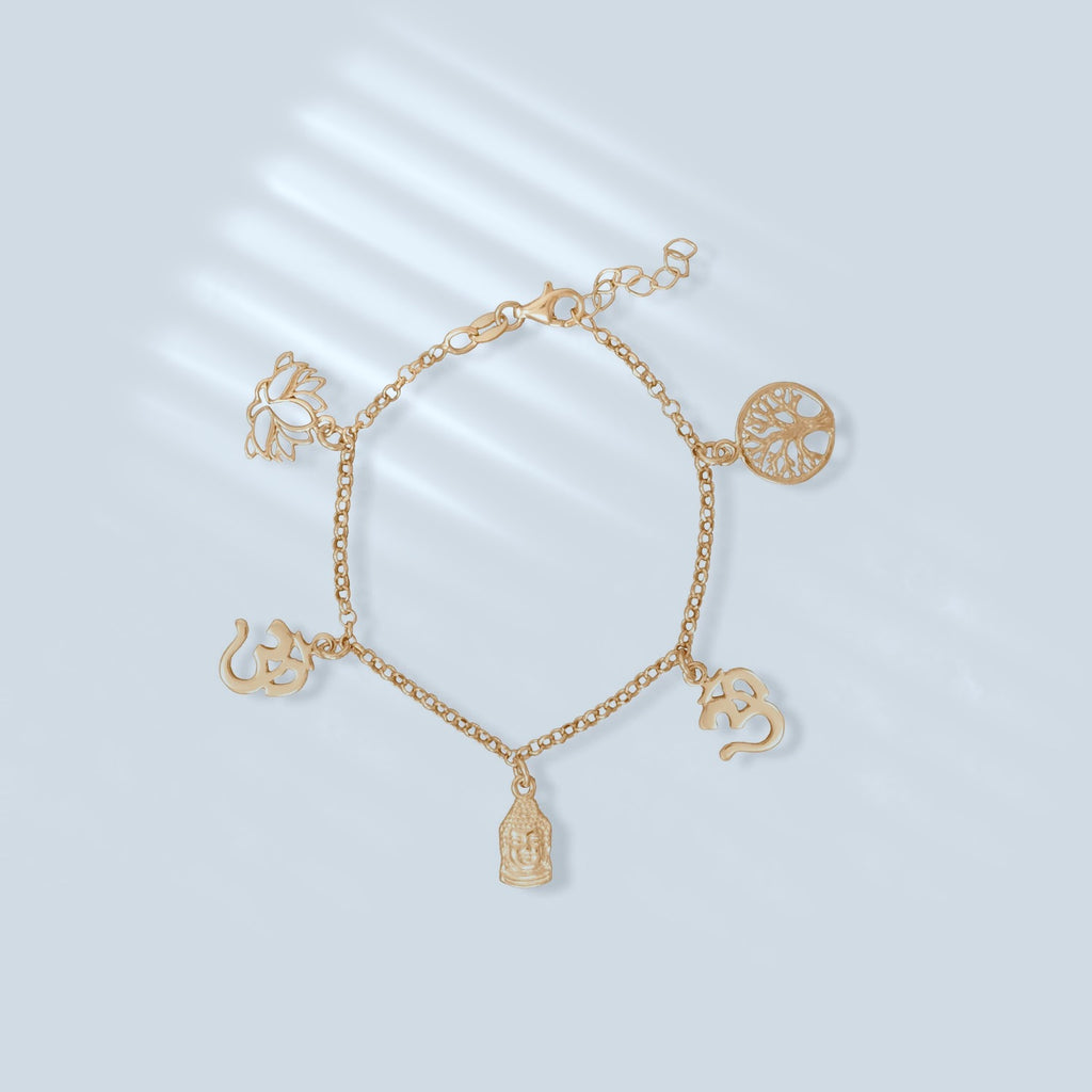 14 Karat Gold Dipped Relaaaax Om Charm Bracelet