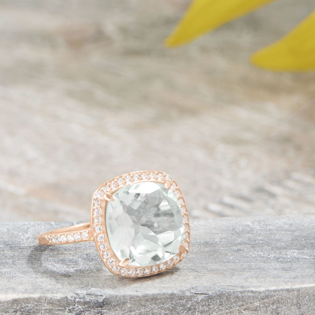 14K Rose Gold Dipped Prasiolite Ring