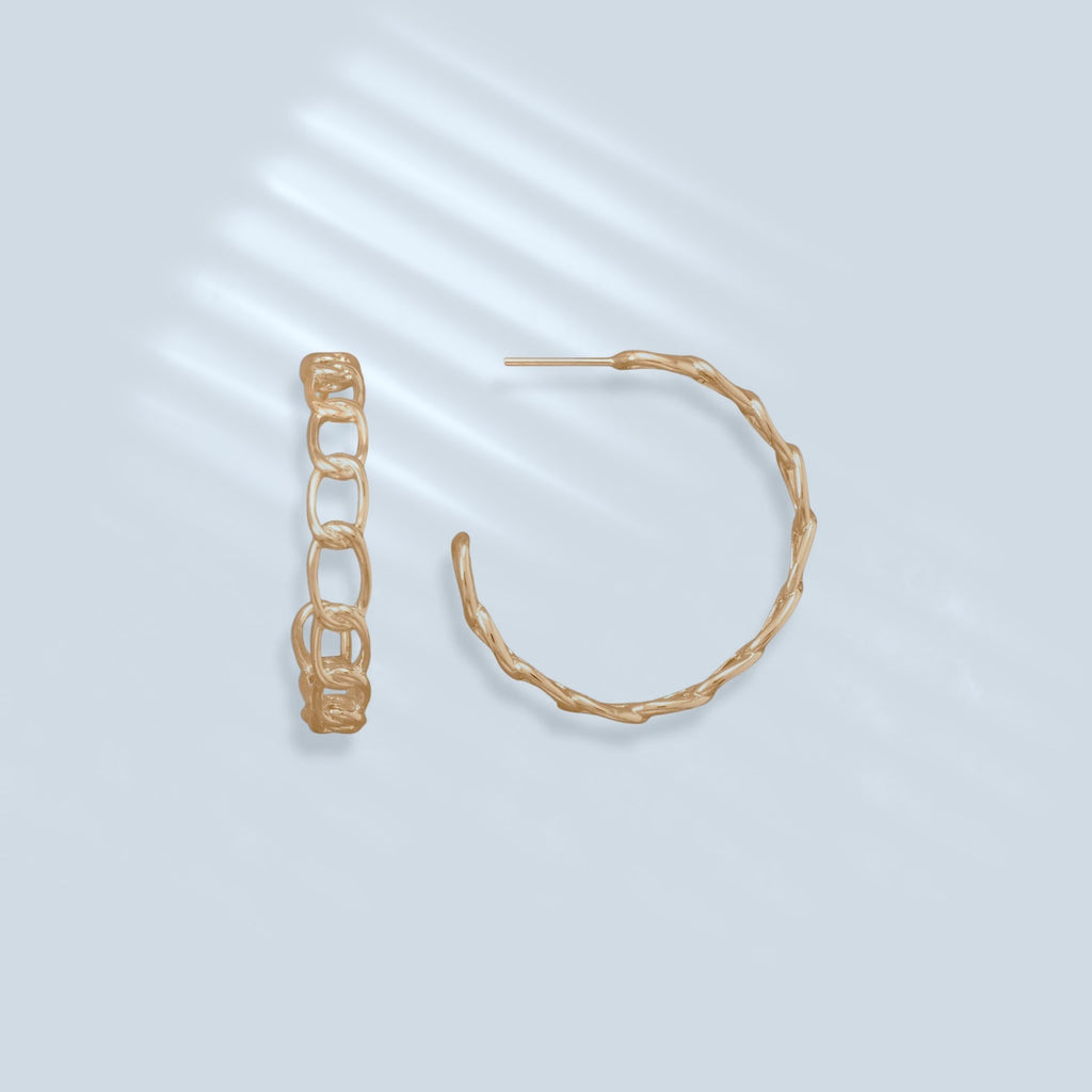 14 Karat Gold Dipped Manhattan Curb Link 3/4 Hoop Earrings