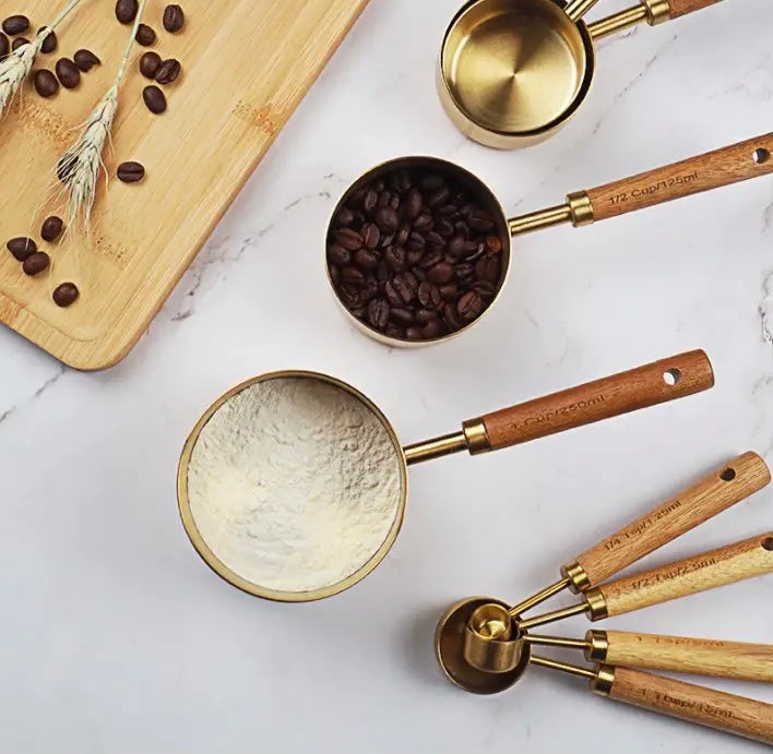 Gold Stainless Steel Measuring Cups 8pc Set