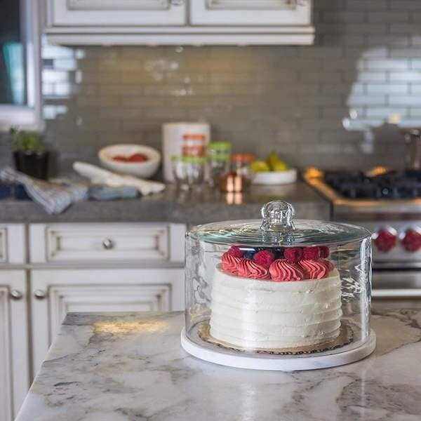 Marble Plate & Glass Dome
