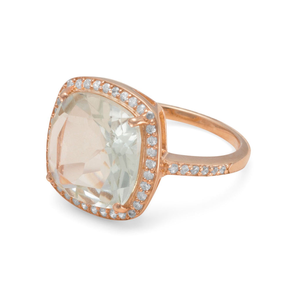 14K Rose Gold Dipped Prasiolite Ring
