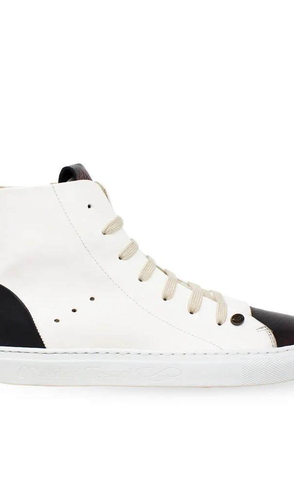Two-Tone Laminated “Genesis” High-Top Sneaker