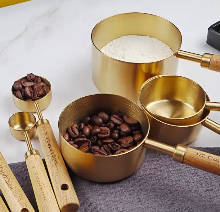 Gold Stainless Steel Measuring Cups 8pc Set