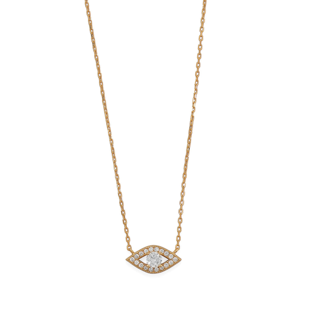 16"+2" 14 Karat Gold Dipped Evil Eye Necklace