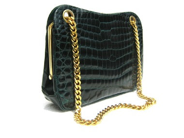 Vintage TNY Gilded & Green Alligator Bag #Circa1980