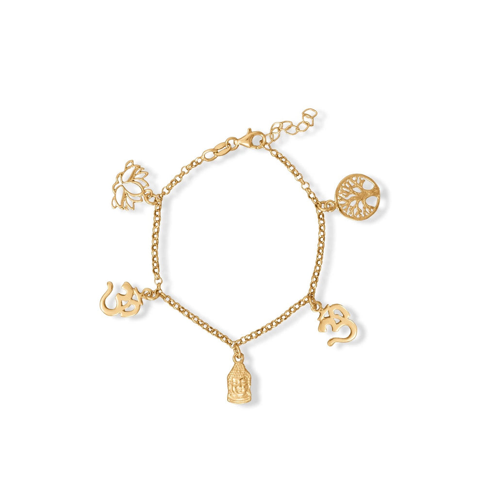 14 Karat Gold Dipped Relaaaax Om Charm Bracelet