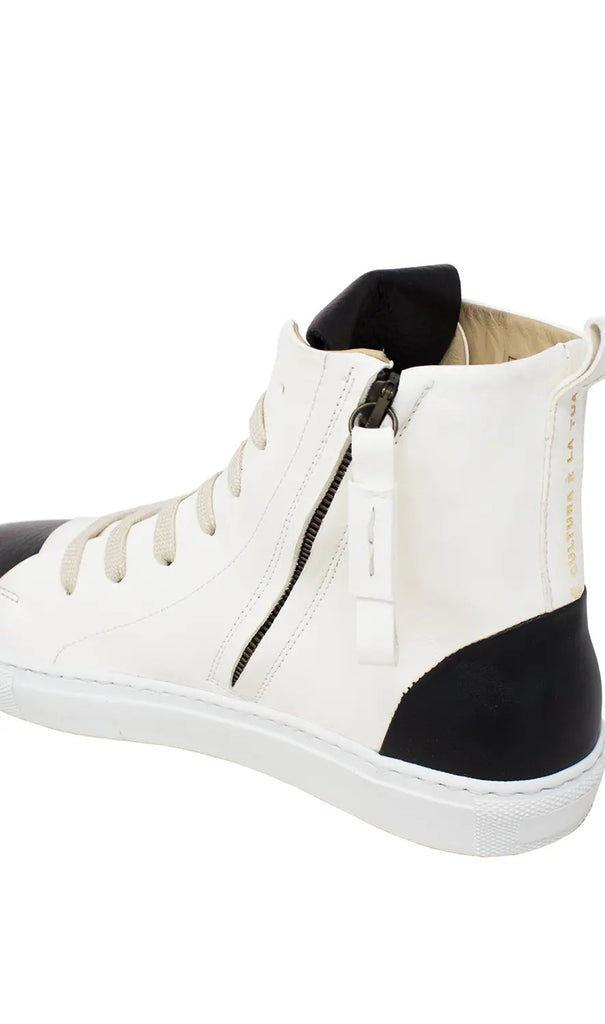 Two-Tone Laminated “Genesis” High-Top Sneaker