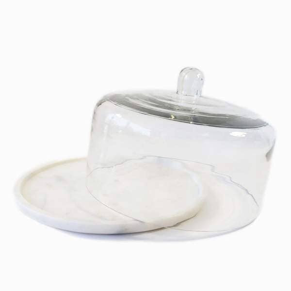 Marble Plate & Glass Dome